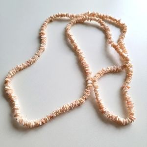 Long necklace light pink and white 17 in long summer beach